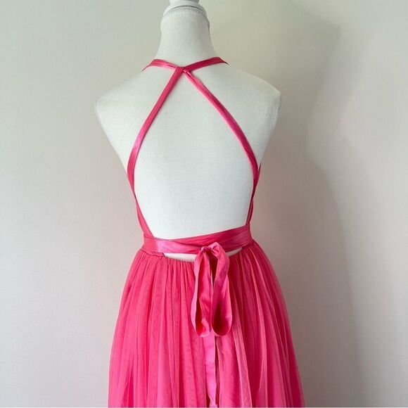 ASOS Tulle TuTu Halter Midi Dress NEW Size 4 Pink Prom Homecoming - Picture 8 of 11